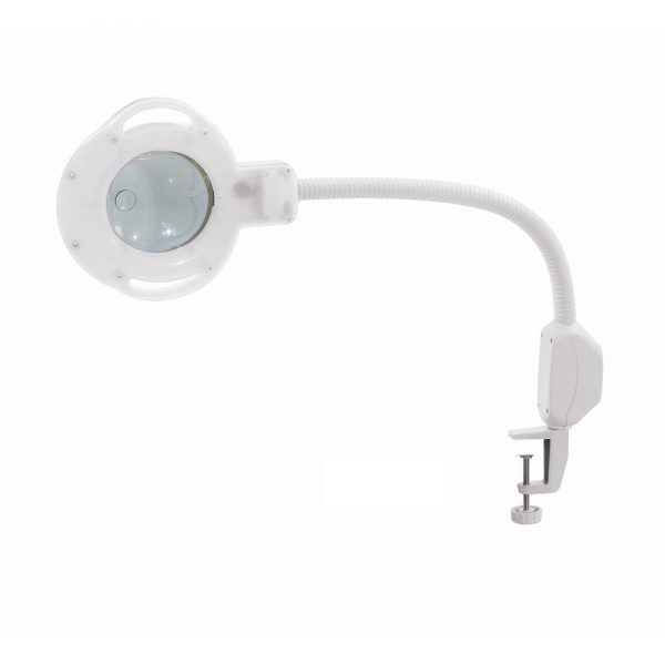 Round 5x Magnifier Lamp Table Top - New Design With Flex Arm