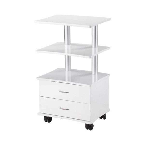 Wood Cart with 2 shelves and 2 drawers