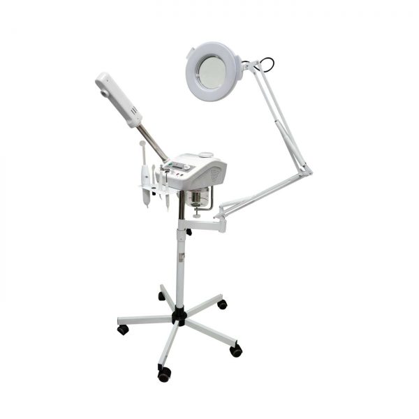 Aromatherapy Ozone Facial Steamer 5 Diopter Magnifiying Lamp w/ High Frequency and Galvanic-NEW DESIGN